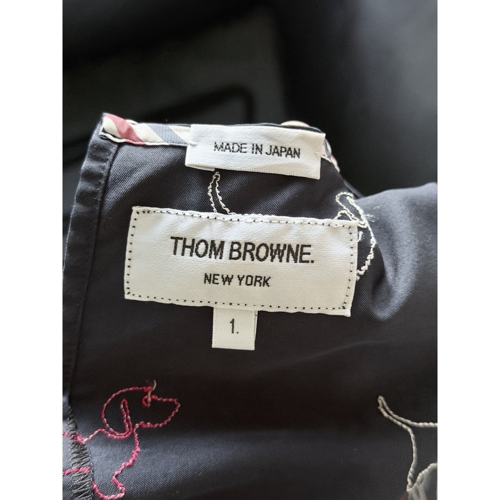 Thom Browne Hector Dachshund Embroidered Blouse Top Navy Made Japan Size 1 - Picture 8 of 12